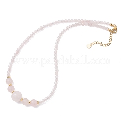 Ожерелья из натуральных круглых градуированных бусин розового кварца&nbsp;NJEW-JN05654-01