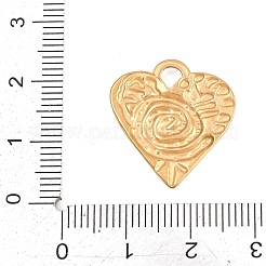 テクスチャ加工された304ステンレススチールペンダント  螺旋状のハートチャーム  ゴールドカラー  21.5x20x2mm  穴：3x3mm&nbsp;STAS-D264-06A-G