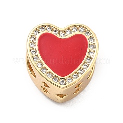 Стойка покрытие латунь с кубическим цирконием европейские бусины и эмаль KK-Q017-09A-G