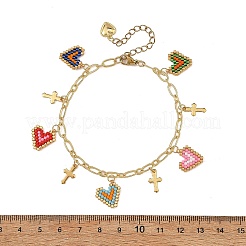 Braccialetti con ciondolo a forma di cuore e perline&nbsp;BJEW-MZ00354