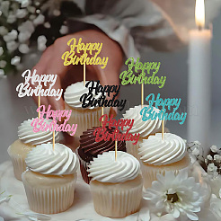 Decorazioni per torte in carta e paillettes glitterate con bastoncino di bambù&nbsp;DIY-WH20087-002