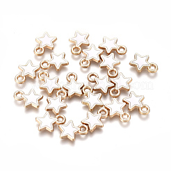合金エナメルチャーム  スター  ライトゴールド  ホワイト  9x6.8x1.4mm  穴：1mm&nbsp;PALLOY-TAC0011-29A-05