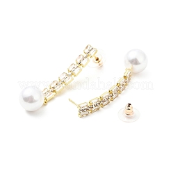 Clous d'oreilles pendants en cristal avec strass et perle d'imitation&nbsp;EJEW-C037-02A-LG