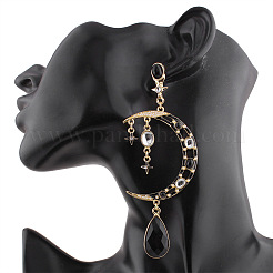 Серьги-гвоздики с подвесками из сплава со стразами в форме луны и каплевидной формы&nbsp;FS-WG3EB84-01