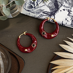 2 пара двухцветных серег-колец из сплава со стразами&nbsp;EJEW-GO0007-006