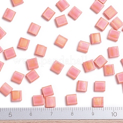 MIYUKIティラビーズ  日本製シードビーズ  2穴  （tl406fr）マットな不透明なオレンジ色のab  5x5x1.9mm  穴：0.8mm  約590個/50g&nbsp;SEED-X0054-TL406FR