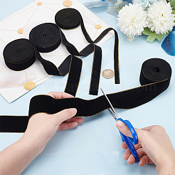 4 рулон 4 видов односторонней бархатной ленты с золотой окантовкой для изготовления бантов OCOR-PH0002-93