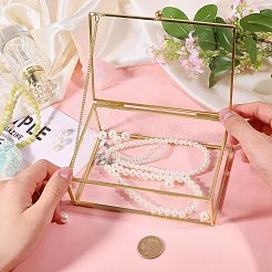 Vitrines à bijoux en verre transparent avec cadre en métal&nbsp;AJEW-WH0410-465B