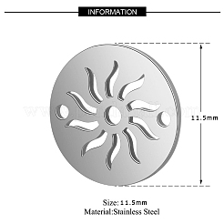 304ステンレススチールリンクコネクター  レーザー切断  太陽とフラットラウンド  ステンレス鋼色  11.5x1mm  穴：1.5mm&nbsp;STAS-CJC0001-14P