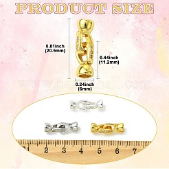 6 шт. 3-цветные застежки из цинкового сплава с микропаве из прозрачного кубического циркония&nbsp;FIND-CJ0005-11