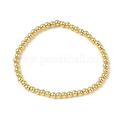 Pulseras elásticas con cuentas redondas de latón para hombres y mujeres&nbsp;BJEW-B148-05B-G