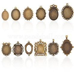 12 stücke 12 stile tibetischen stil zink-legierung anhänger cabochon einstellungen&nbsp;TIBEP-SC0003-49