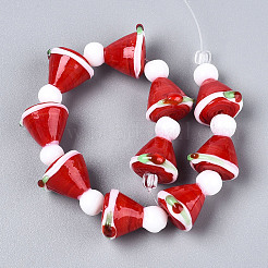 Рождественская тема ручной работы бусины лэмпворк нити&nbsp;LAMP-N028-18B