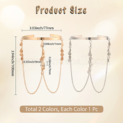 2 шт. 2 цвета в стиле бохо с кисточками из сплава на верхнюю часть руки с открытым манжетом для женщин&nbsp;BJEW-CY0001-03A