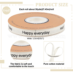 30 ярд хлопковой ленты с принтом «Happy Every Everyday» OCOR-WH0086-87C