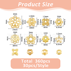 360 шт. 12 стиля колпачков из нержавеющей стали 304 и латуни FIND-HS0001-90