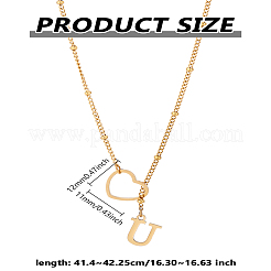 Collier lariat en acier inoxydable avec lettre et cœur pour femme 1 pièce&nbsp;NJEW-LP0002-87G-U
