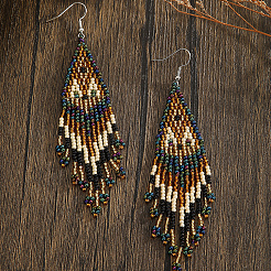 Серьги-кисточки из ромбовидного стекла ручной работы&nbsp;UB6333