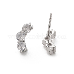 Latón micro pave aretes de circonita cúbica transparente&nbsp;EJEW-R016-01P