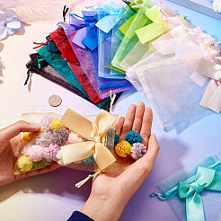 30шт 15 цвета прямоугольные сумки из органзы на шнурке ABAG-TA0001-89