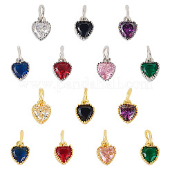 14 шт. 14-х цветные латунные подвески с кубическим цирконием&nbsp;KK-TA0002-08