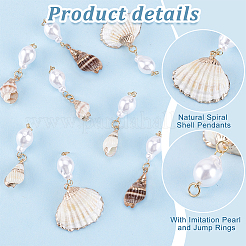 8 stücke 4 arten natürliche spirale shell anhänger und abs kunststoff imitation perlen&nbsp;PALLOY-PH01748