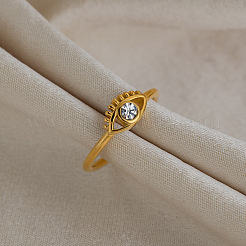 Anelli aperti a bracciale in acciaio inossidabile 304 con pavé di zirconi cubici per donna&nbsp;RJEW-A106-02G
