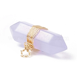 蓄光ガラスチャーム  金色の銅線を巻いた  弾丸  ゴールドカラー  11x23x7mm  穴：1.6mm&nbsp;PALLOY-JF01801-02