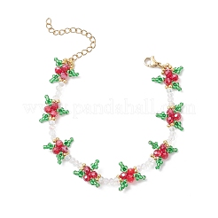 Рождественские браслеты из стеклянных бусин для женщин BJEW-MZ00243