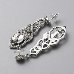 Серьги-гвоздики с кристаллами и стразами&nbsp;EJEW-WH0017-15P