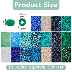 18 цвет стеклянные цилиндрические бусины синего и зеленого цвета SEED-DC0001-17