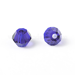 多面カットダブルコーンイミテーションクリスタルガラスビーズ  藤紫色  直径約4mm  厚さ3.5mm  穴：1mm&nbsp;X-G22QS072
