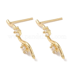 Ohrstecker aus Messing mit klaren Zirkonia-Ohrsteckern&nbsp;LS-KK-G499-02G