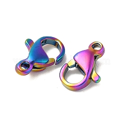 イオンプレーティング（IP）304ステンレススチールカニカン  オウムトリガークラスプ  虹色  13x8x4mm  穴：1.5mm&nbsp;STAS-AB13-M