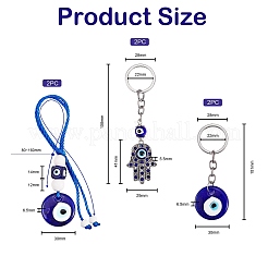 6 stücke 3 stil handgemachte bösen blick Bunte Malerei keychain&nbsp;KEYC-SW00002