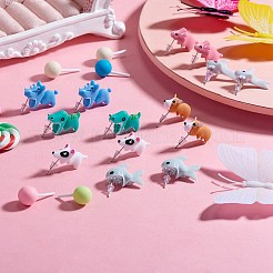 7 пара 7 стильных милых смоляных серег с животными&nbsp;EJEW-SZ0001-59