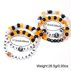 4 bracciale elastico spettrale di Halloween con perline di vetro e acrilico&nbsp;EK3057-1