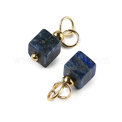 天然石ラピスラズリペンダント  304ステンレススチールループ付きスクエアチャーム  ゴールドカラー  16x6x6mm  穴：3.5mm&nbsp;STAS-Z129-01G-07