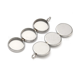 304ステンレススチールペンダントカボションセッティング  プレーンエッジベゼルカップ  ステンレス鋼色  38.5x11.5x2mm  穴：2.3mm  トレイのサイズ：10mm&nbsp;X-STAS-K320-03B-P