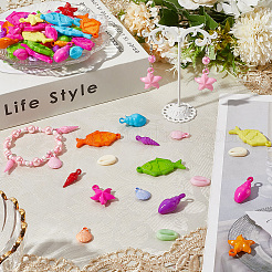 180шт 6 стиля непрозрачные акриловые подвески&nbsp;SACR-SP0001-29