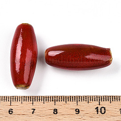 手作りの陶器ビーズ  ファンシーアンティーク施釉磁器  オーバル  クリムゾン  30~32x12~13.5mm  穴：2~3.5mm&nbsp;PORC-N008-07D