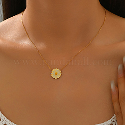 Весна-лето белые ромашки длинные овальные эмалевые подвески из нержавеющей стали для женщин QJ9119-2