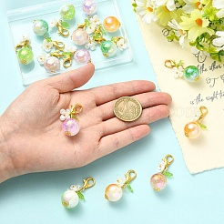15 pendentif fleur en perles acryliques et résine bicolores&nbsp;HJEW-YW00509