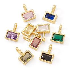 9 ciondolo rettangolare in ottone con micro pavé di zirconi cubici in 9 colori&nbsp;KK-TA0008-32