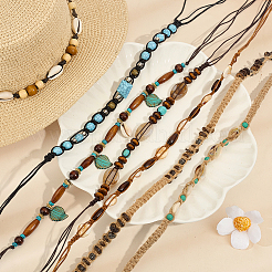 16 pièce 16 styles de corde cirée et de bandeau de chapeau réglable en plastique et synthétique turquoise&nbsp;DIY-MA0007-10