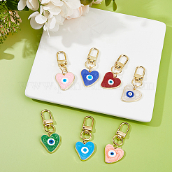 7 шт. 7-цветное сердце с эмалевым сплавом от сглаза HJEW-FH0001-74