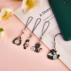 Подвеска из сплава эмали в виде сердца и кошки HJEW-SW00040