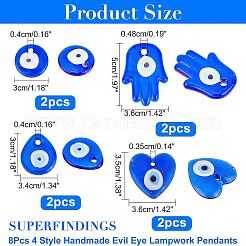 8 шт. 4 подвески ручной работы в стиле лэмпворк от сглаза LAMP-FH0001-04