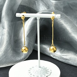 Серьги-гвоздики с круглыми бусинами из нержавеющей стали 304 для женщин EJEW-G417-01G