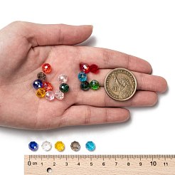 10色の電気メッキガラスビーズ  ABカラーメッキ  多面カット  ロンデル  ミックスカラー  8x6mm  穴：1mm  10色  30個/カラー  300個/箱&nbsp;EGLA-JP0002-01B-8mm